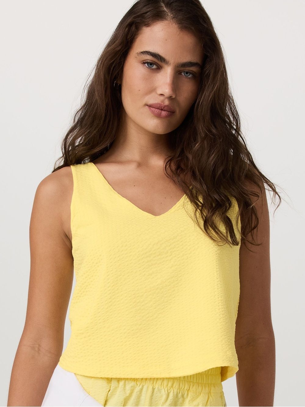 NEW Vuori Villa Textured Crop Tank In Yellow Size L